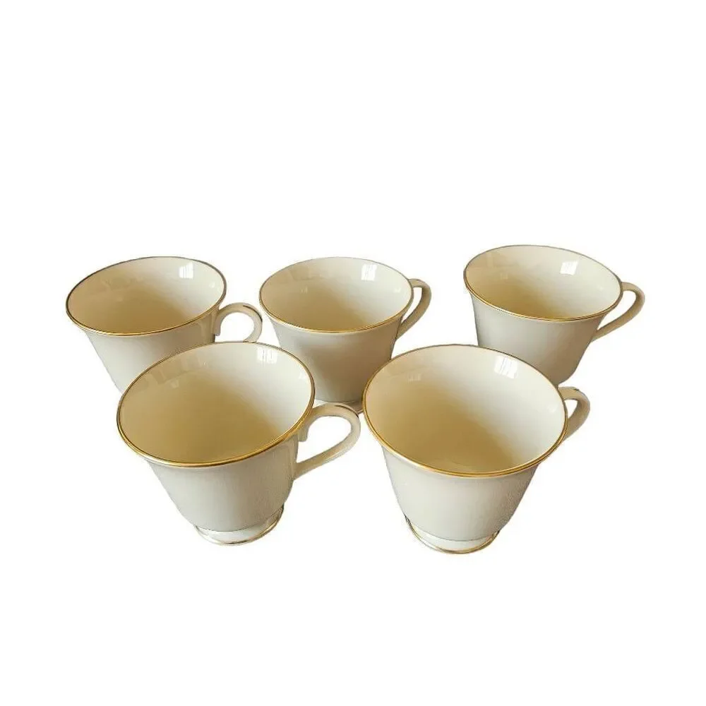 5 Vintage Lenox hayworth ivory gold trim tea cups